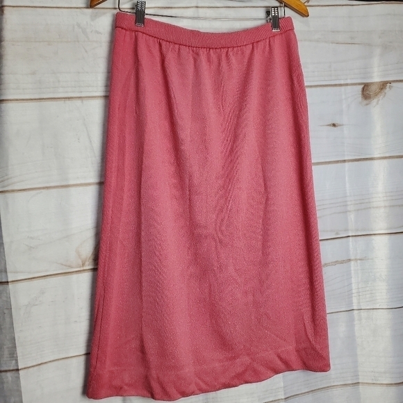 Vintage 70s Dalton Terry Cloth Pink Midi A-Line Elastic Waist Skirt Size 12 - Picture 5 of 9